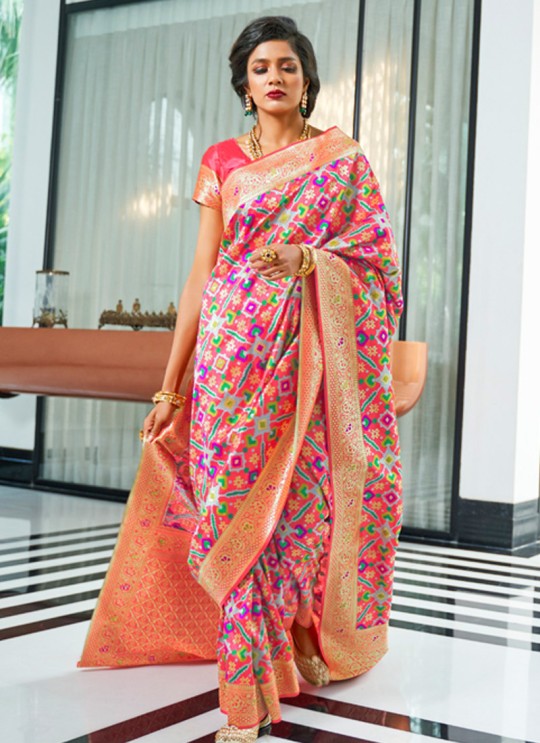 Pink Handloom Silk Designer Saree Kasturba Silk 105006 By Rajtex