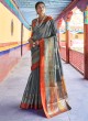 Grey Handloom Silk Designer Saree Karuna Silk 109009 By Rajtex