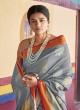 Grey Handloom Silk Designer Saree Karuna Silk 109009 By Rajtex