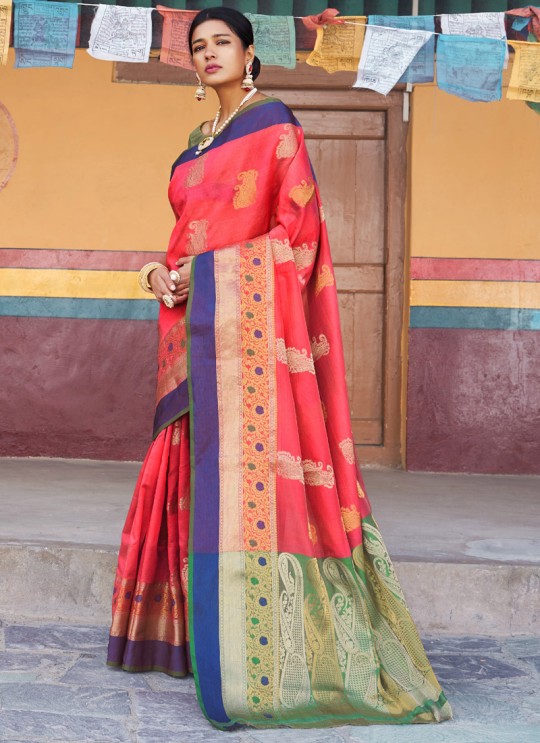 Pink Handloom Silk Designer Saree Karuna Silk 109010 By Rajtex
