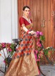 Orange Handloom Silk Wedding Saree Kilfi 86002 By Rajtex
