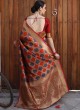 Orange Handloom Silk Wedding Saree Kilfi 86002 By Rajtex
