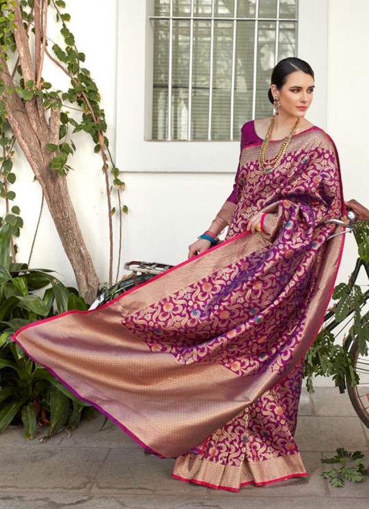 Magenta Handloom Silk Wedding Saree Kilfi 86004 By Rajtex Magenta Handloom Silk Wedding Saree Kilfi 86004 By Rajtex