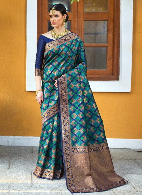 Blue Handloom Silk Wedding Saree  Klayanam 88003 By Rajtex