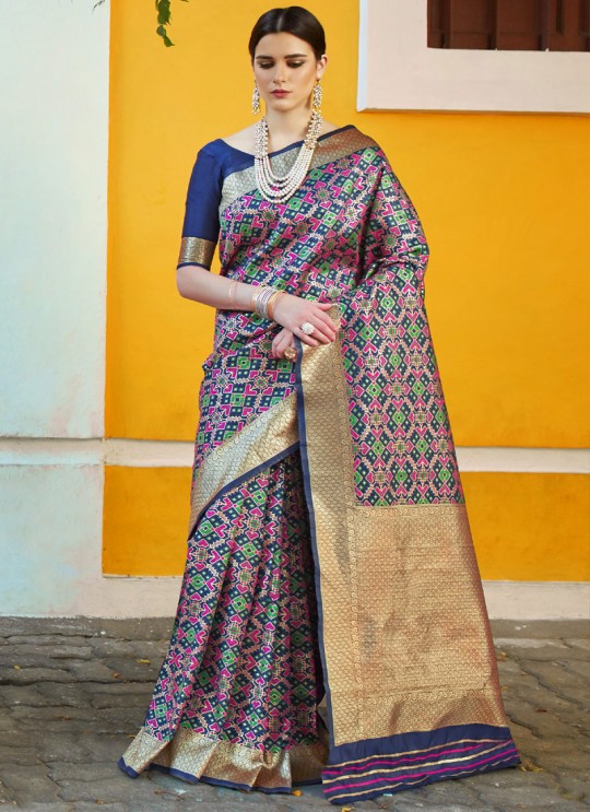 Blue Handloom Silk Wedding Saree  Klayanam 88009 By Rajtex
