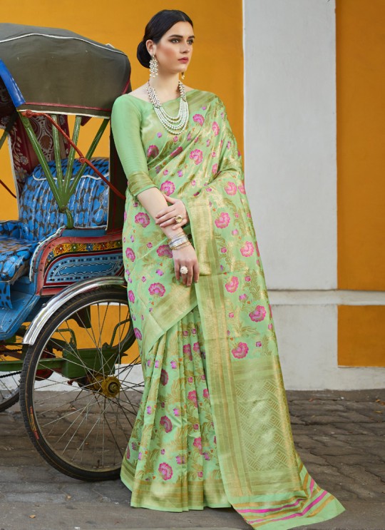 Green Handloom Silk Wedding Saree  Klayanam 88011 By Rajtex