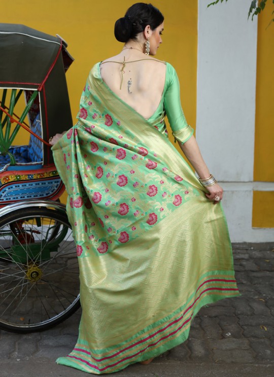 Green Handloom Silk Wedding Saree  Klayanam 88011 By Rajtex