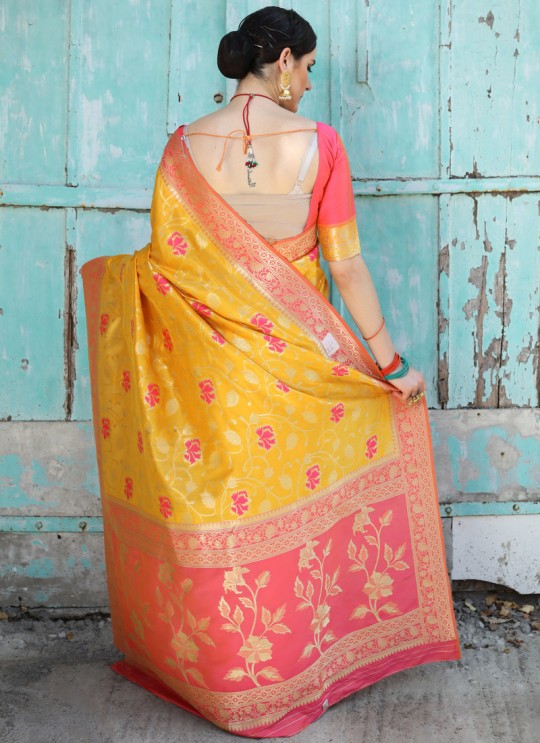 Yellow Handloom Silk Wedding Saree Karmala Silk 89005 By Rajtex