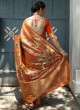 Orange Handloom Silk Wedding Saree Karmala Silk 89008 By Rajtex