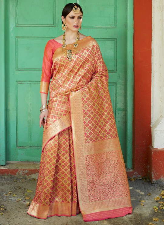 Pink Handloom Silk Wedding Saree Karmala Silk 89010 By Rajtex