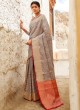 Grey Handloom Silk Casual Saree Kalash 92005 By Rajtex