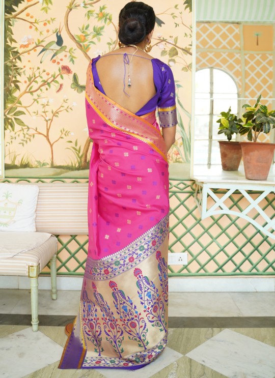 Pink Pure Paithani Silk Designer Saree KASTURI SILK 95010 By Rajtex