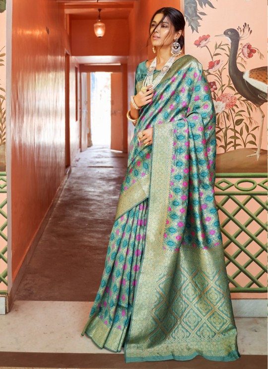Green Handloom Silk Party Wear Saree KUSHAA SILK 97001 By Rajtex