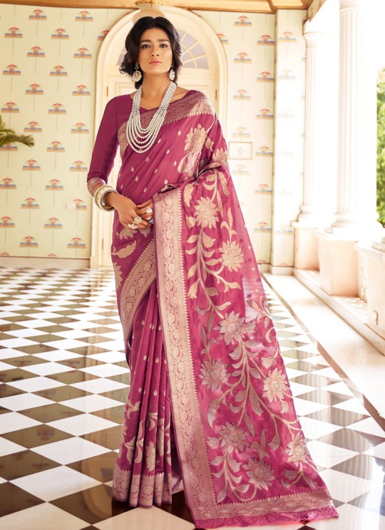 Mauve Handloom Silk Party Wear Saree KOKILA SILK 98004 By Rajtex