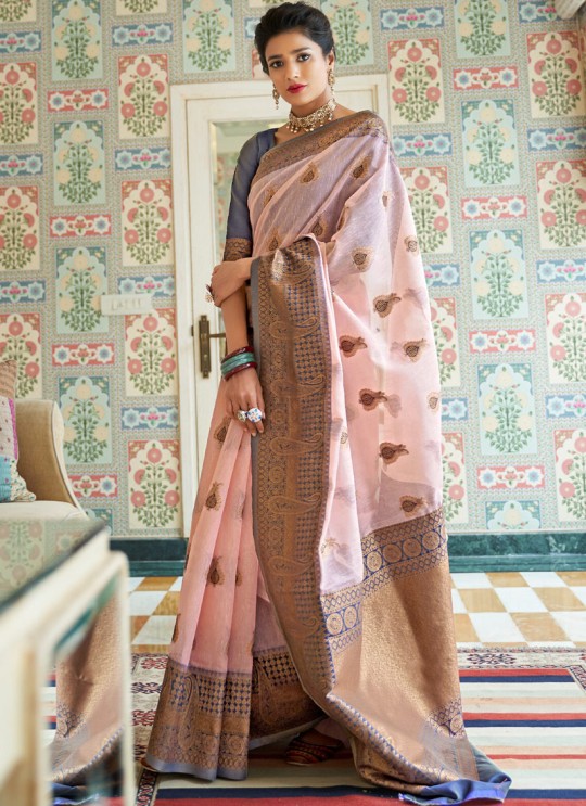 Pink Pure Linen Silk Designer Saree KANVAS LINEN 99006 By Rajtex