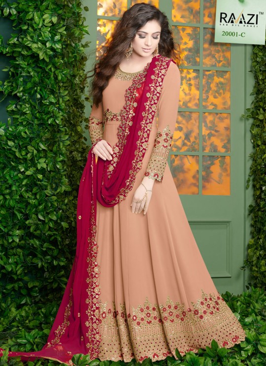 Peach Georgette Wedding Wear Abaya Style Anarkali Almas 20001C Color By Rama Fashions SC/012747