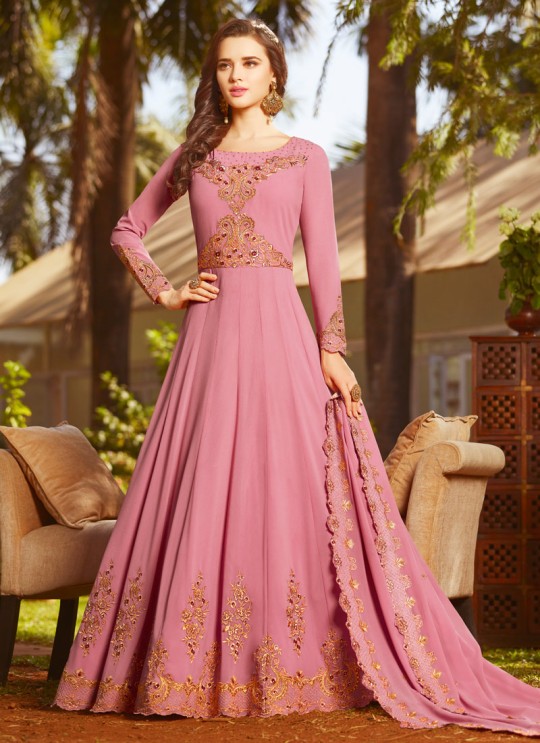 Pink Georgette Wedding Wear Abaya Style Anarkali Raazi Vol 8 20030 By Rama Fashions SC/013976