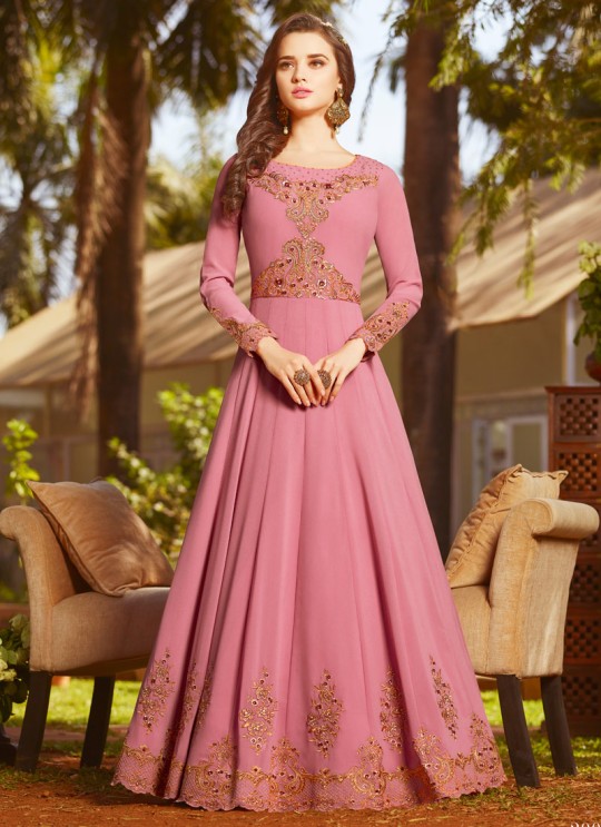 Pink Georgette Wedding Wear Abaya Style Anarkali Raazi Vol 8 20030 By Rama Fashions SC/013976