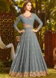 Grey Georgette Wedding Wear Abaya Style Anarkali Raazi Vol 8 20031 By Rama Fashions SC/013977