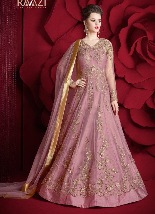 Pink Net Wedding Wear Floor Length Anarkali Raazi Aroos The Bride 10008 By Rama Fashions SC/010838