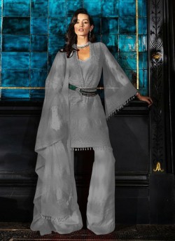 Grey Net Party Wear Pakistani Suit SC/017131