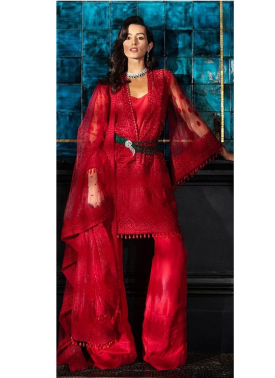 Red Net Party Wear Pakistani Suit SC/016976