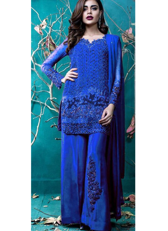 Blue Georgette Wedding Wear Pakistani Suit SC/013141