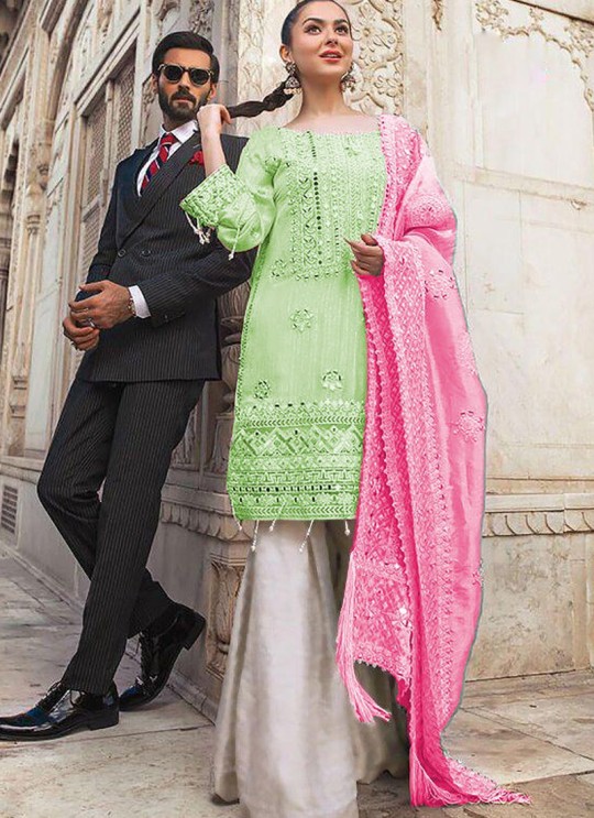 Pista Green Chiffon Wedding Wear Pakistani Suit SC/016977