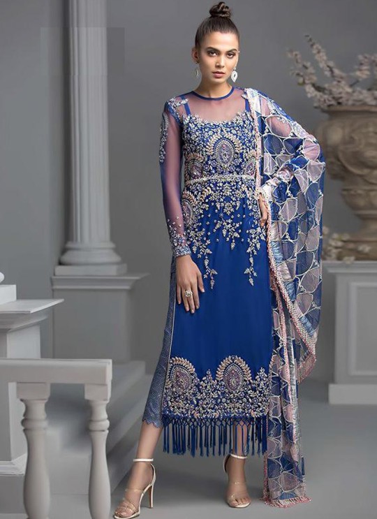 Blue Net Party Wear Pakistani Suit SC/015560