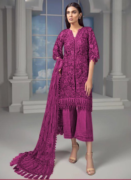 Magenta Net Party Wear Pakistani Suit SC/015633