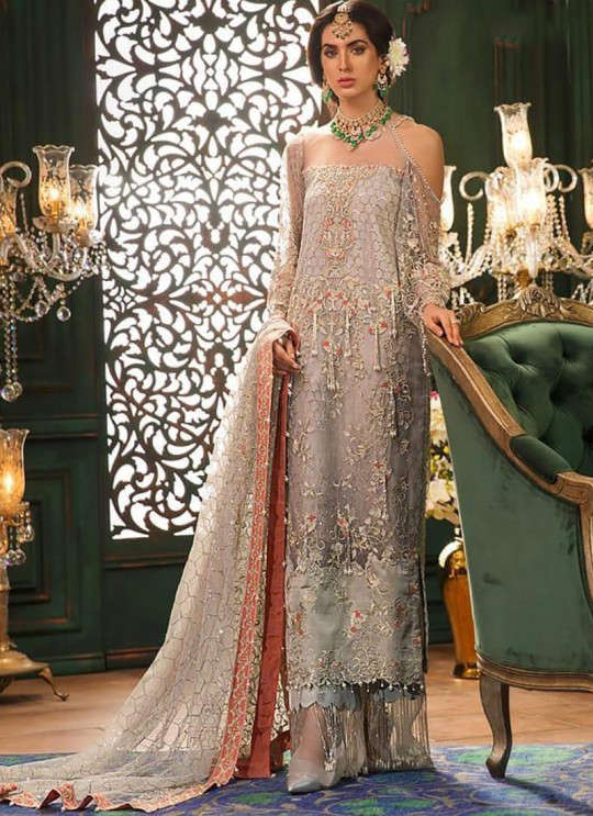 Beige Organza Party Wear Pakistani Suit SC/015765