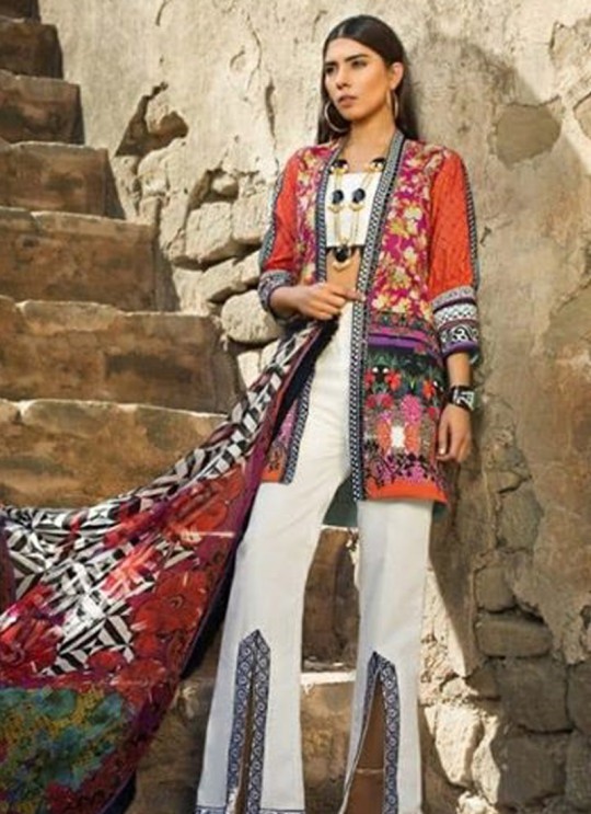 Orange Lawn Cotton Festival Wear Pakistani Suit SC/015835