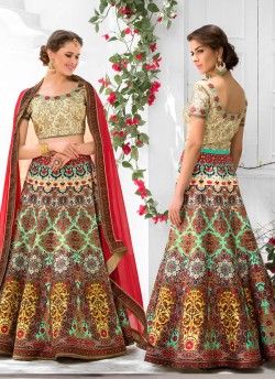 Cream Silk Wedding Wear 2 in 1 A-Line Lehenga & Gown  A-Line Lehenga Signature Collection Season 1 VL102C By Vastreeni