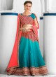 Turquoise Silk Wedding Wear 2 in 1 A-Line Lehenga & Gown  A-Line Lehenga Signature Collection Season 1 VL103D By Vastreeni
