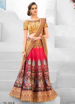 Beige Silk Wedding Wear 2 in 1 A-Line Lehenga & Gown  A-Line Lehenga Signature Collection Season 1 VL105B By Vastreeni