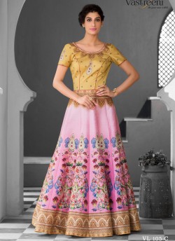 Beige Silk Wedding Wear 2 in 1 A-Line Lehenga & Gown  A-Line Lehenga Signature Collection Season 1 VL105C By Vastreeni