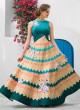 Teal Green Silk Wedding Wear 2 in 1 A-Line Lehenga & Gown  A-Line Lehenga Signature Collection Season 1 VL106B By Vastreeni