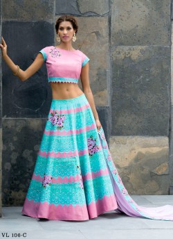 Pink Silk Wedding Wear 2 in 1 A-Line Lehenga & Gown  A-Line Lehenga Signature Collection Season 1 VL106C By Vastreeni