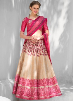 Pink Silk Wedding Wear 2 in 1 A-Line Lehenga & Gown  A-Line Lehenga Signature Collection Season 1 VL109B By Vastreeni