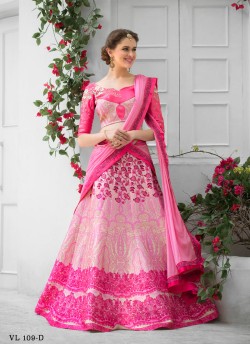 Pink Silk Wedding Wear 2 in 1 A-Line Lehenga & Gown  A-Line Lehenga Signature Collection Season 1 VL109D By Vastreeni