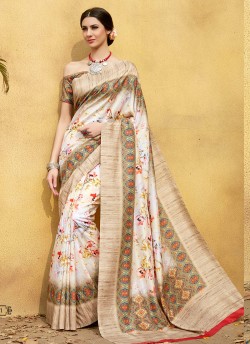 Multicolor Tussar Silk Party & Festival Wear Digital Printed Sarees Signature Saree Collection-2 T-1501 By Saptrangi