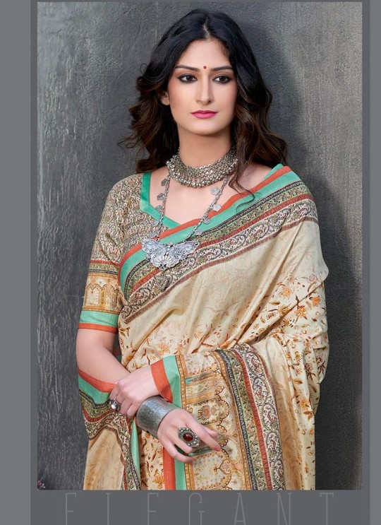 Multicolor Tussar Silk Party & Festival Wear Digital Printed Sarees Signature Saree Collection-2 T-1507 By Saptrangi