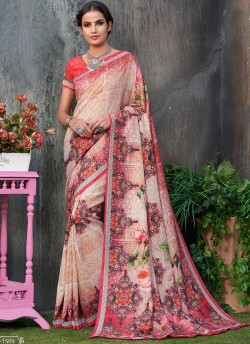 Red Tussar Silk Party & Festival Wear Digital Printed Sarees Signature Saree Collection-2 T-1509 By Saptrangi