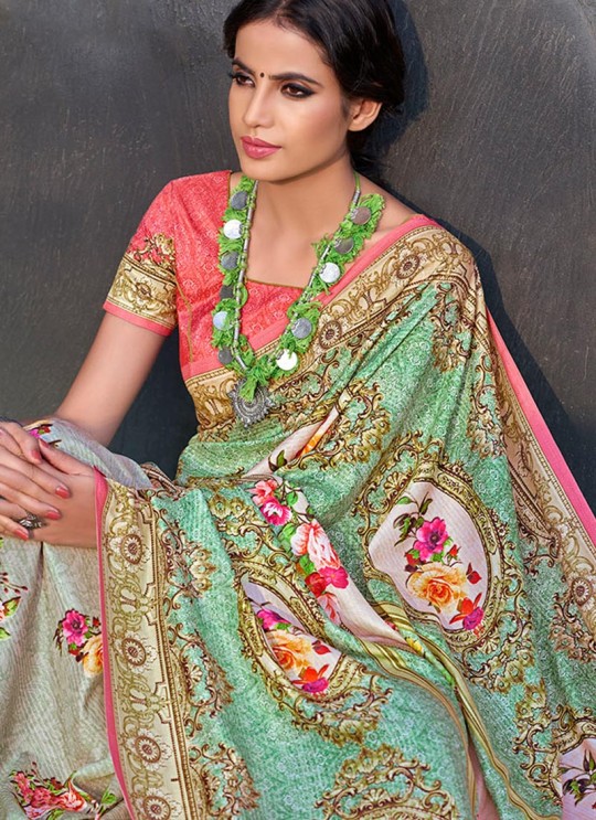 Pink Tussar Silk Party & Festival Wear Digital Printed Sarees Signature Saree Collection-2 T-1512 By Saptrangi