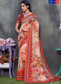 Brown Tussar Silk Party & Festival Wear Digital Printed Sarees Signature Saree Collection-2 T-1515 By Saptrangi