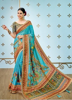 Multicolor Banarsi Silk Party & Festival Wear Digital Printed Sarees Style Sutra 1601 Series T-1602 By Saptrangi