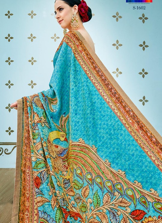Multicolor Banarsi Silk Party & Festival Wear Digital Printed Sarees Style Sutra 1601 Series T-1602 By Saptrangi