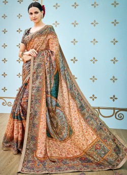 Multicolor Banarsi Silk Party & Festival Wear Digital Printed Sarees Style Sutra 1601 Series T-1608 By Saptrangi