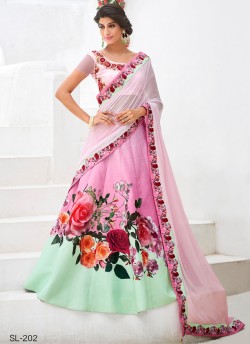 Pink Silk Wedding & Party Wear 2 in 1 Lehenga Gown 201 Series SL-202 By Saptrangi