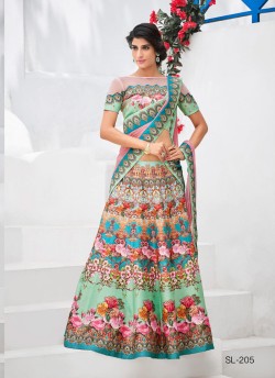 Pista Green Silk Wedding & Party Wear 2 in 1 Lehenga Gown 201 Series SL-205 By Saptrangi
